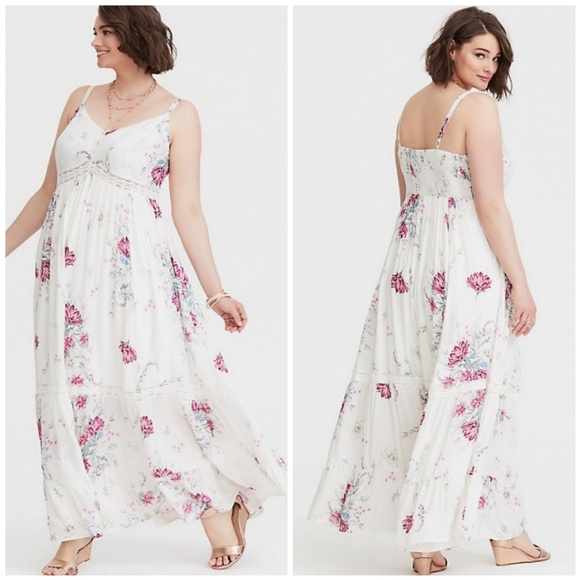 torrid Dresses & Skirts - Torrid Ivory Floral Challis Maxi Dress 1